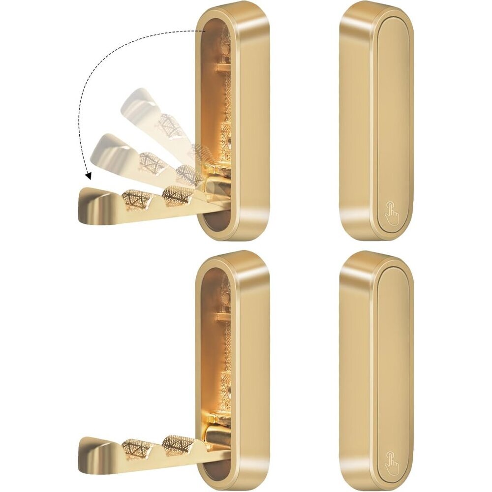 4PCS Foldable Gold Wall Hooks, Heavy Duty Zinc Alloy Folding Wall Hooks, Folding
